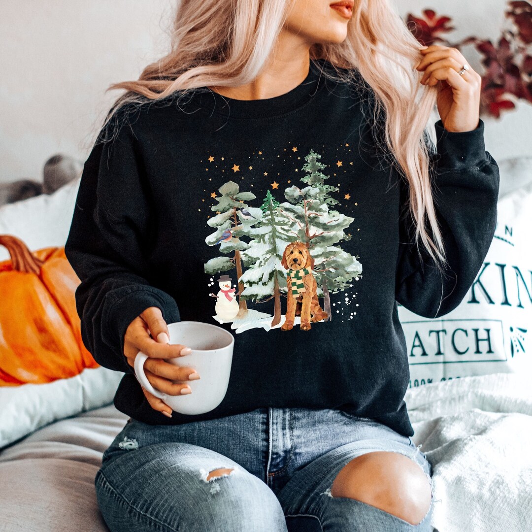 Winter Goldendoodle Sweatshirt, Christmas Golden Doodle Gifts, Dog  