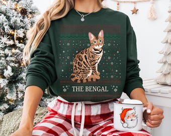 Christmas Bengal Cat Sweatshirt: Ugly Xmas Sweater - Etsy Canada
