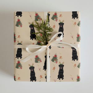 Black Labrador Christmas Wrapping Paper Sheets: Festive Dog Gift (Set of 3)