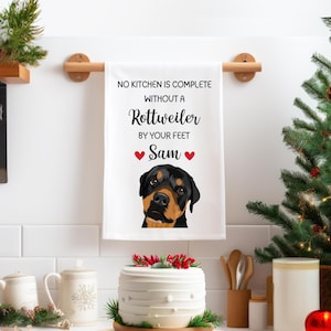 Toalla de cocina de rottweiler, regalo de rottweiler, paño de cocina de saco de harina para perros, decoración del hogar de rottweiler, mamá rottweiler, toalla navideña para perros rottweiler