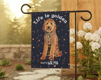 Life is golden Goldendoodle Gartenfahne