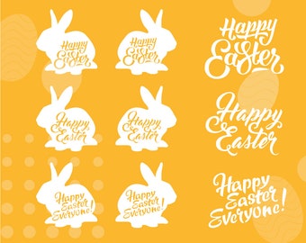 9 SVG Files, Easter Bunny, Easter Bundle SVG, Easter SVG Cut File, Happy Easter Vector, Happy Easter Cricut, Happy Easter Lettering