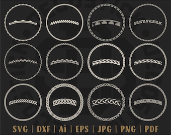 12 SVG Files, Circle Frames, Round Patterned Frames, Monograms, Circle Borders, Round Frames, Decorative Borders.