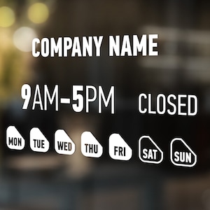DIGITAL FILE Store Hours, Store Opening Hours, Open Hours, Working Hours, Shop Working Hours, Showcase, Storefront, Window Decal