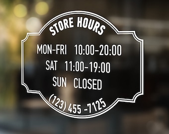 DIGITAL FILE Store Hours, Store Opening Hours, Open Hours, Working Hours, Shop Working Hours, Showcase, Storefront, Window Decal