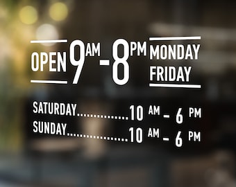 DIGITAL FILE Store Hours, Store Opening Hours, Open Hours, Working Hours, Shop Working Hours, Showcase, Storefront, Window Decal