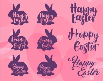 9 SVG Files, Easter Bunny, Easter Bundle SVG, Easter SVG Cut File, Happy Easter Vector, Happy Easter Cricut, Happy Easter Lettering