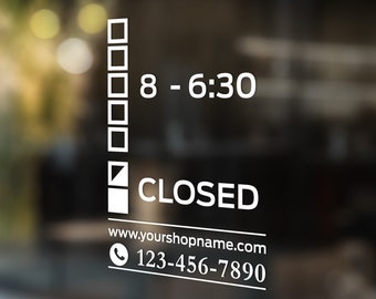 DIGITAL FILE Store Hours, Store Opening Hours, Open Hours, Working Hours, Shop Working Hours, Showcase, Storefront, Window Decal