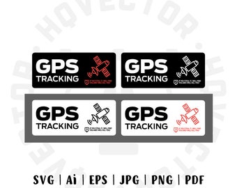 SVG File, Protected by Gps, Warning, GPS tracking, Anti-theft