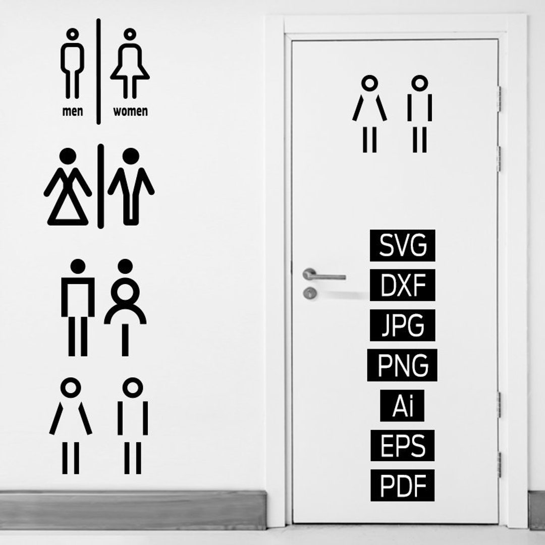 SVG File, Set of 4 Toilet Vector Signs, Bathroom Sign, WC Sign, Toilet ...
