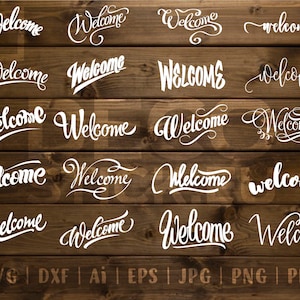 20 plików SVG, powitanie svg, powitanie w Farmhouse svg, powitanie kaligrafia, powitanie skrypt, powitanie cricut, powitanie znak svg, powitanie wektor svg