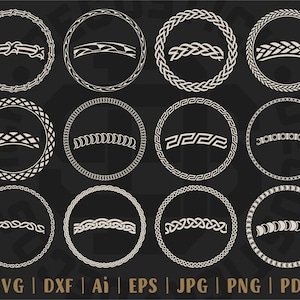 12 SVG Files, Circle Frames, Round Patterned Frames, Monograms, Circle Borders, Round Frames, Decorative Borders.