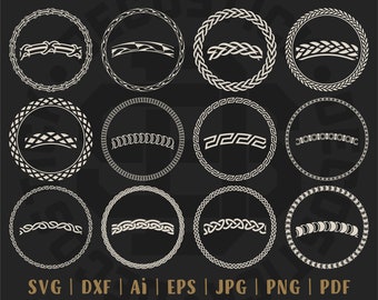 12 SVG Files, Circle Frames, Round Patterned Frames, Monograms, Circle Borders, Round Frames, Decorative Borders.