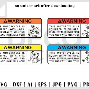SVG File, Warning SVG, Motorcycle Sticker Template, Biker, Motorcycle SVG Decal, Stickers