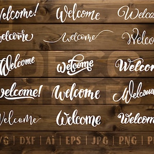 15 plików SVG, powitanie svg, powitanie Farmhouse svg, powitanie kaligrafia, powitanie skrypt, powitanie cricut, powitanie znak svg, powitanie wektor svg