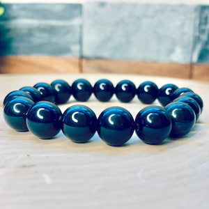 Obsidian Stone Bracelet | Protection Stone | Natural Obsidian Stone | Black Rainbow Eye Bracelet |