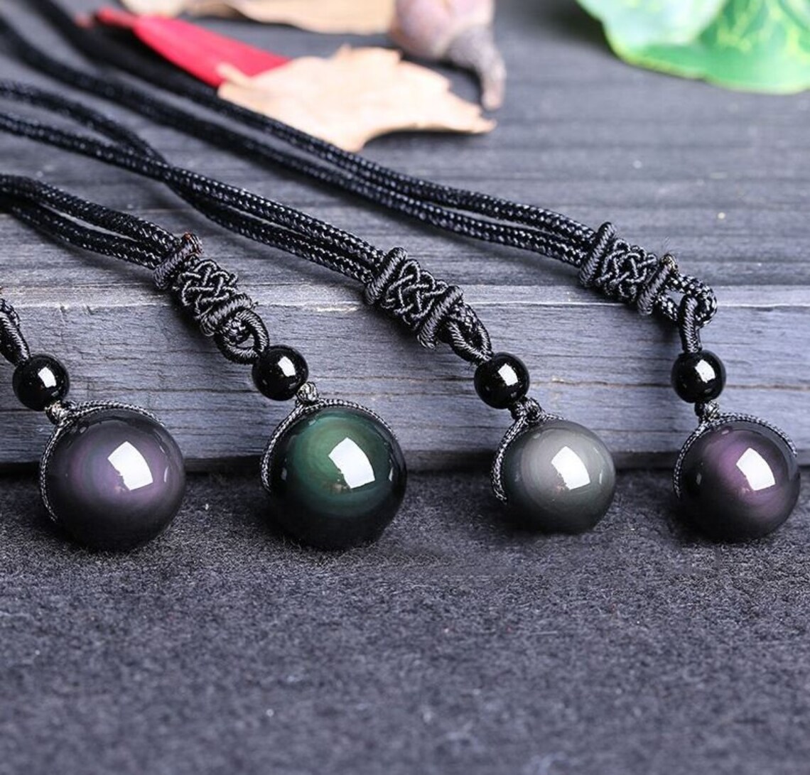 Obsidian Stone Necklace Protection Stone Natural Obsidian - Etsy