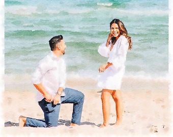 Watercolor Painting Based On Your Photo, Custom Art, Photo to Art, Engagement Gift, Picture to Painting, Watercolor Portrait, Gift for Mom