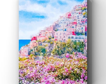 Positano Watercolor Art Print: Amalfi Coast Lemon Tree (Digital Download)