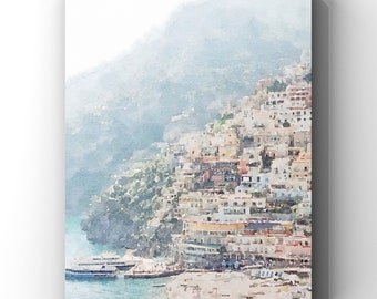 Positano Watercolor Art Print: Amalfi Coast, Italy (Digital Download)