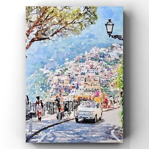 Positano Amalfi Coast Watercolor Art, Italian Coast, Coast of Italy, Italian Inspired Wall Art, Picture to Painting