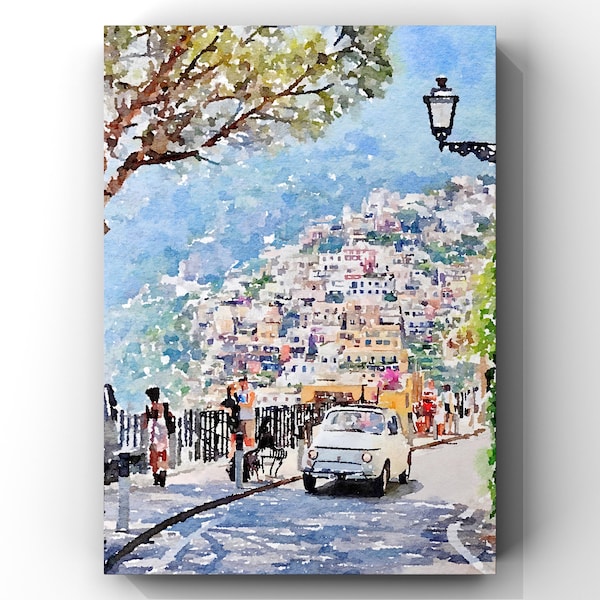 Positano Amalfi Coast Watercolor Art, Italian Coast, Coast of Italy, Italian Inspired Wall Art, Picture to Painting