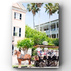 Impresión artística en acuarela de Charleston Rainbow Row (descarga digital)
