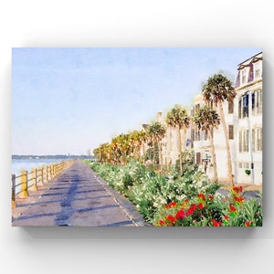 Charleston South Carolina Print, The Battery Charleston, Digital Watercolor Print, CHS, Picture to Painting, Rainbow Row