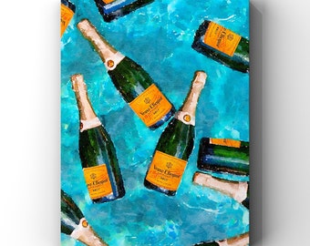 Champagne Bottle Watercolor Print: Tropical Bachelorette Art (Digital Download)