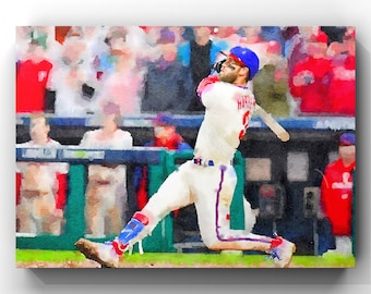 Stampa artistica acquerello di Bryce Harper Home Run: Philadelphia Phillies (download digitale)