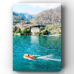 Lake Como, Como Italy, Positano Lemon Tree,  Amalfi Coast Watercolor, Italian Coast, Coast of Italy, Italian Inspired Art, Lemon Tree