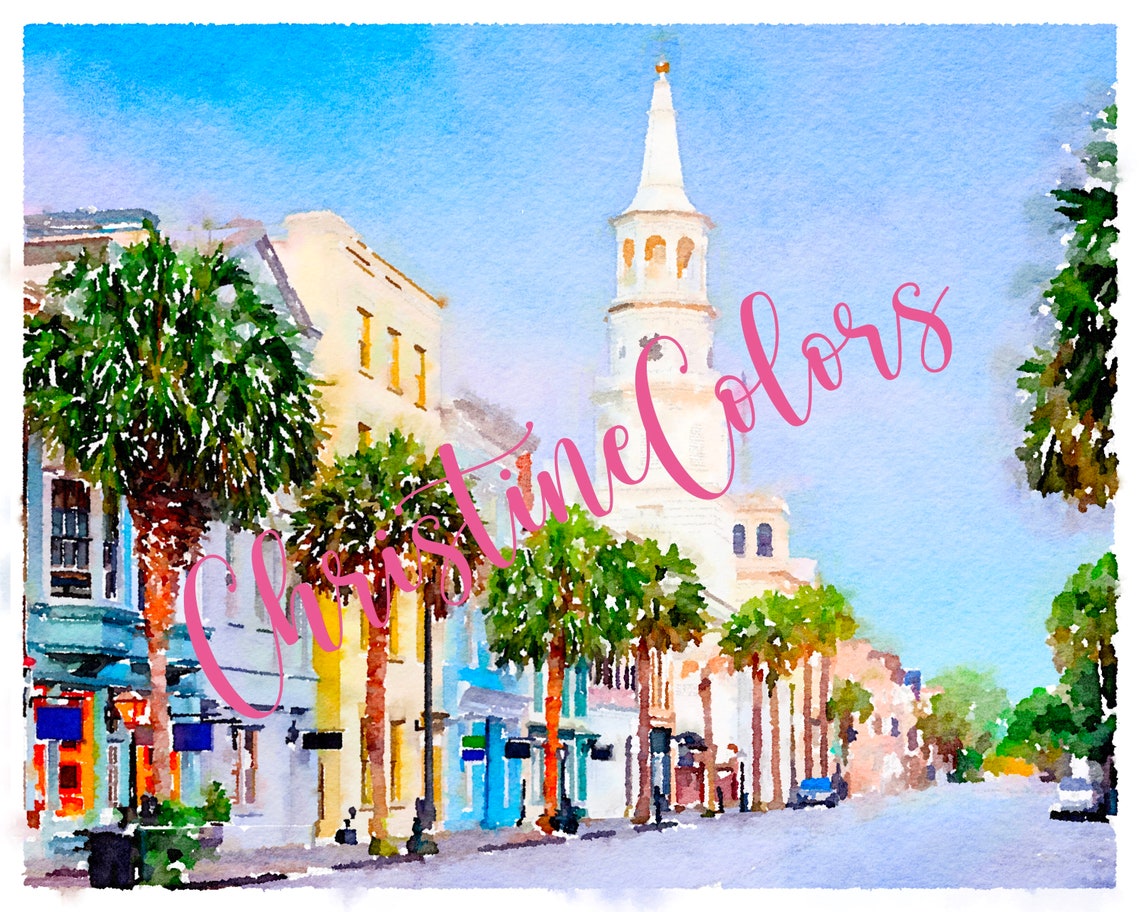 Charleston SC Watercolor Wall Art Charleston SC Charleston | Etsy