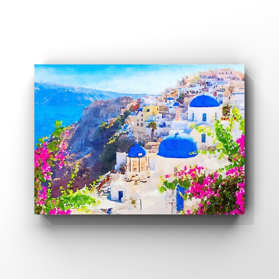 OIA SANTORINI IN GREECE GICLEE CANVAS ART PRINT POSTER