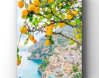 Positano Lemon Tree Watercolor Art Print: Amalfi Coast (Digital Download)