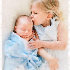 Baby Watercolor, Baby Art, Convert Picture to Painting, Personalized Art, Turn Your Photo into Watercolor Painting, Custom Watercolor