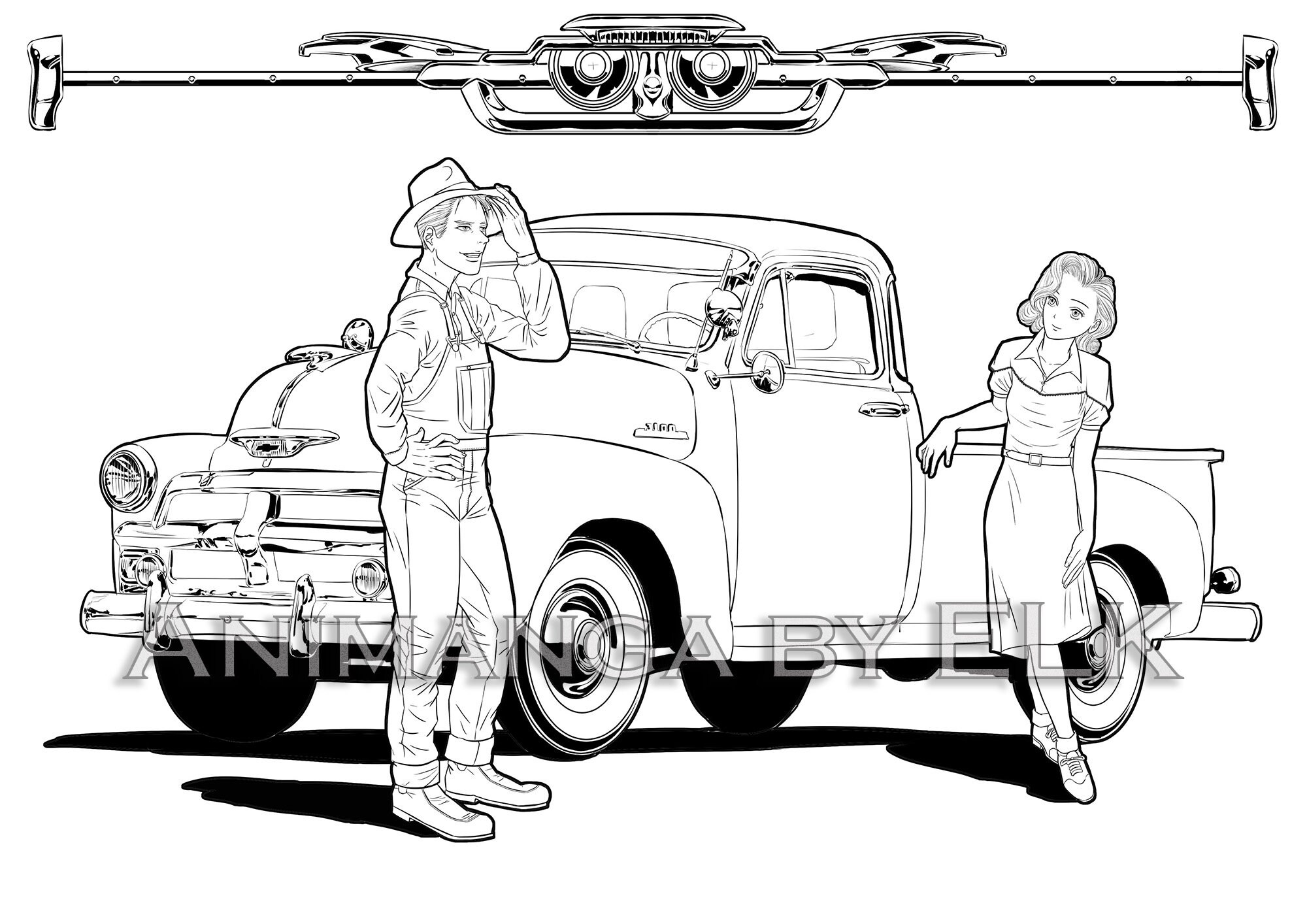 Classic Cars Downloadable Coloring Page, PICKUP - Etsy