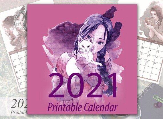 21 Art Calendar Printable Manga Anime Ilustrated Art Etsy