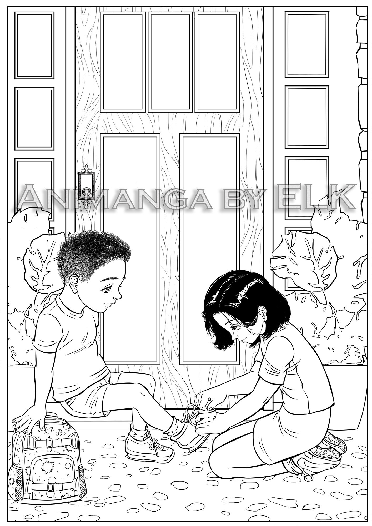 Anime Manga Style Coloring Page for Kids, Instant Download and Ready