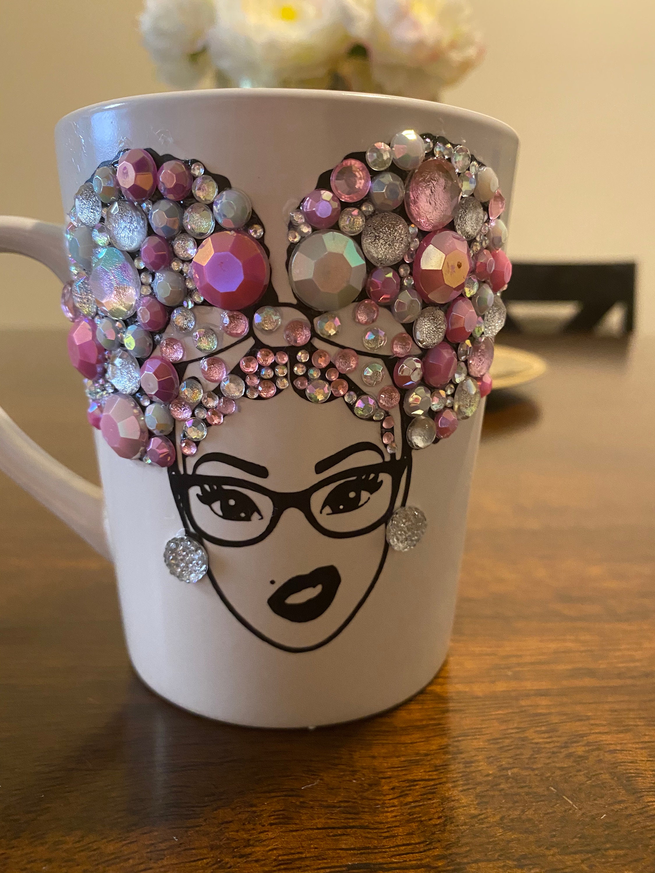 Bedazzled Mug Lucy Lou, Rhinestone Mug, Sparkle Mug, Shiny Coffee Mug