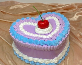 Purple & Blue Heart Shaped Fake Cake Jewelry Box