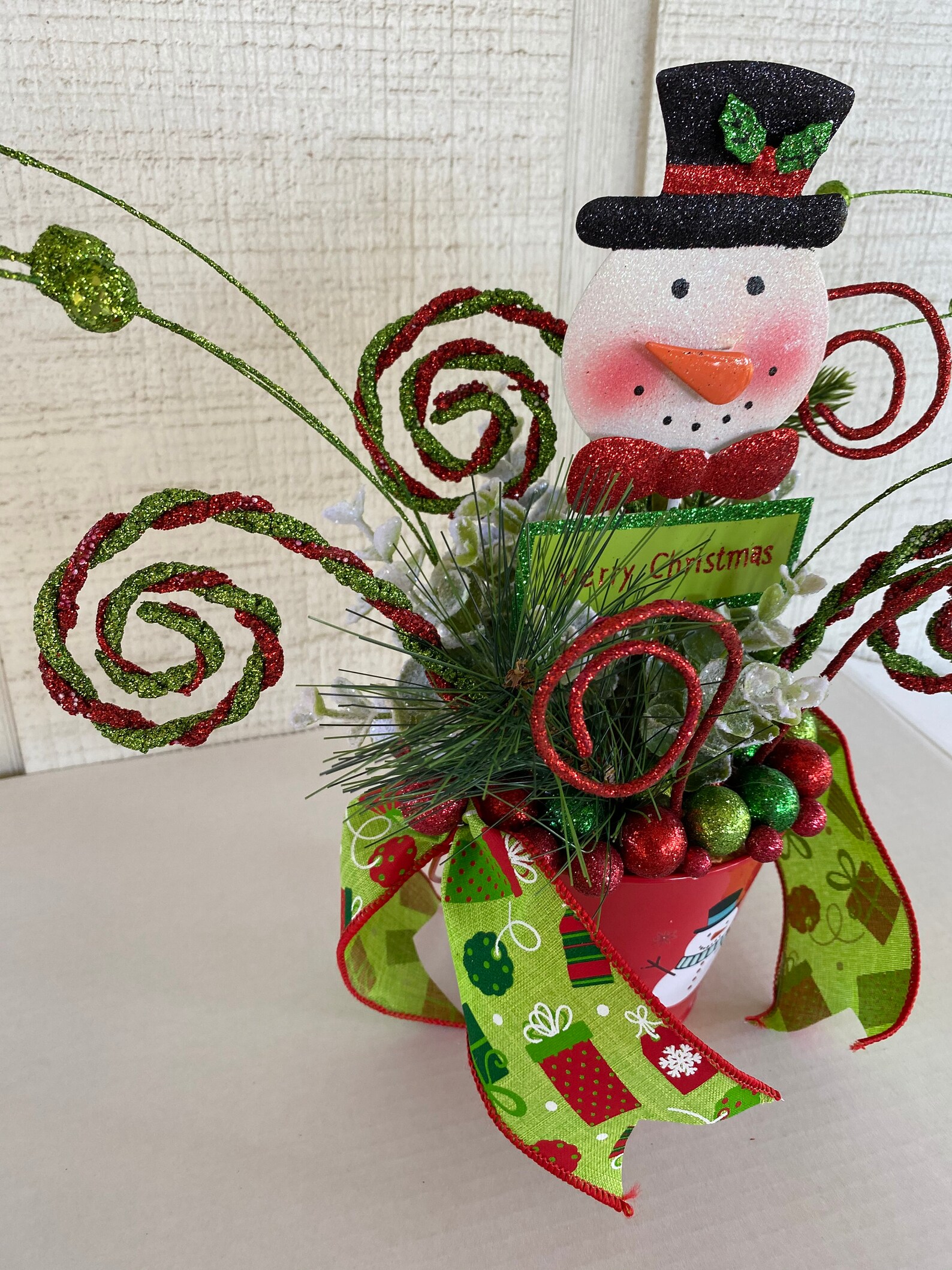 Christmas centerpiece Snowman Centerpiece Holiday Etsy