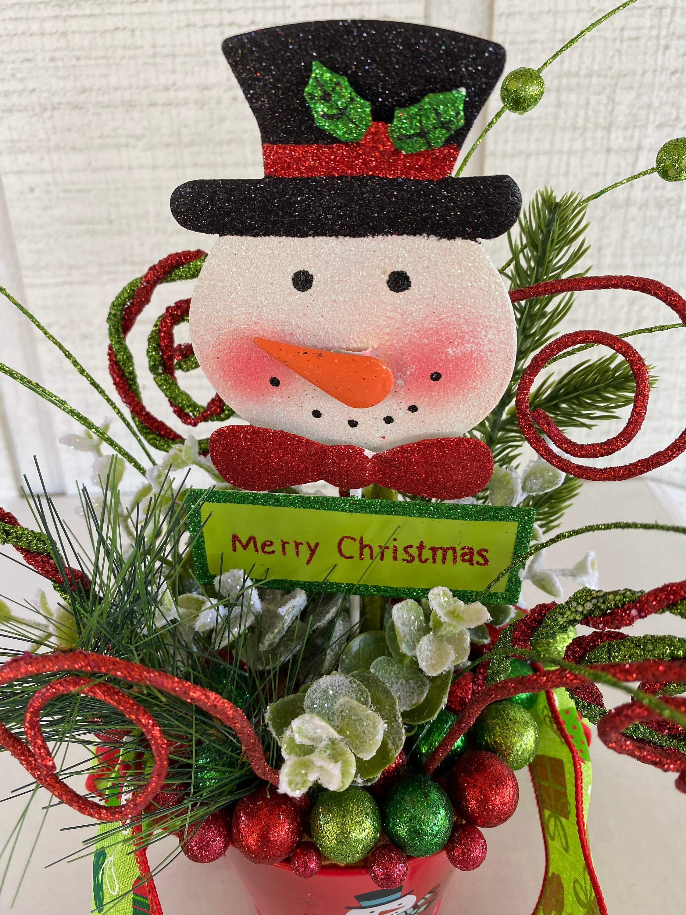 Christmas centerpiece Snowman Centerpiece Holiday Etsy