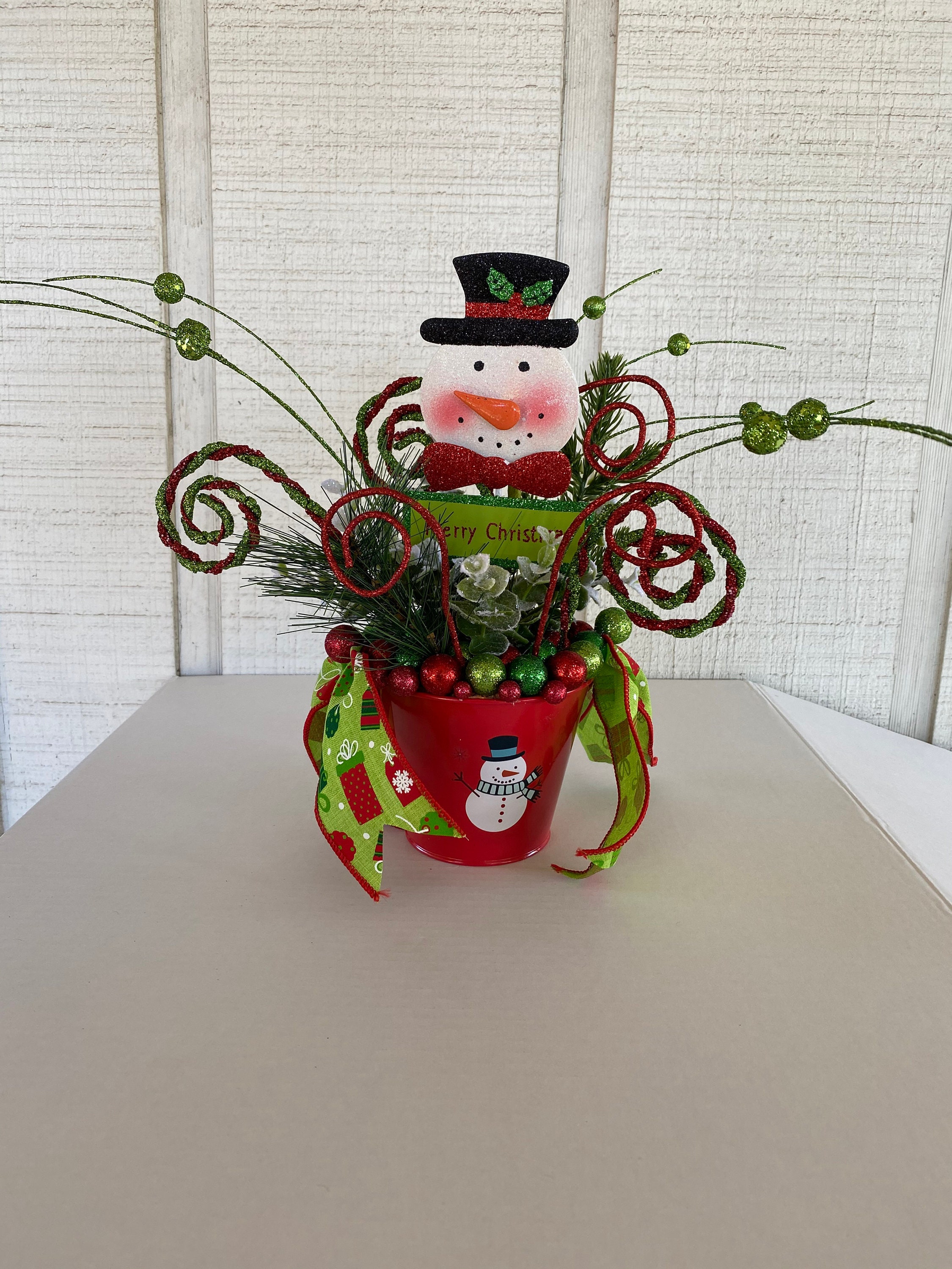 Christmas centerpiece Snowman Centerpiece Holiday Etsy
