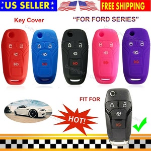 May include: Key covers in red, blue, black, pink, and purple. The image shows a car key with a key cover. Text on the image says "US Seller", "Key Cover", "For Ford Series", and "Fit For".