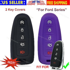 2x Dobrev 5B Silicone Cover Protector Entry Fob Case Keyless Skin for Ford Edge Escape Expedition Explorer Flex Focus Taurus C-Max Smart Key
