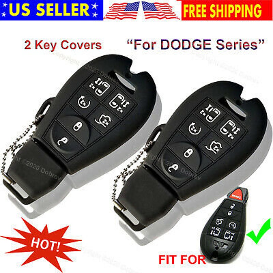 thumbnail image 2 of Green Silicone Remote Key Case Cover For Chrysler Dodge Jeep VW – Includes Black Key Chain, CHRYGR 2 of 6