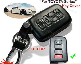 Dobrev Genuine Leather Case Entry Protector Keyless Fob Skin Cover for Toyota 14- 2018 2019 Highlander Avalon Camry Corolla Sequoia RAV4 Key