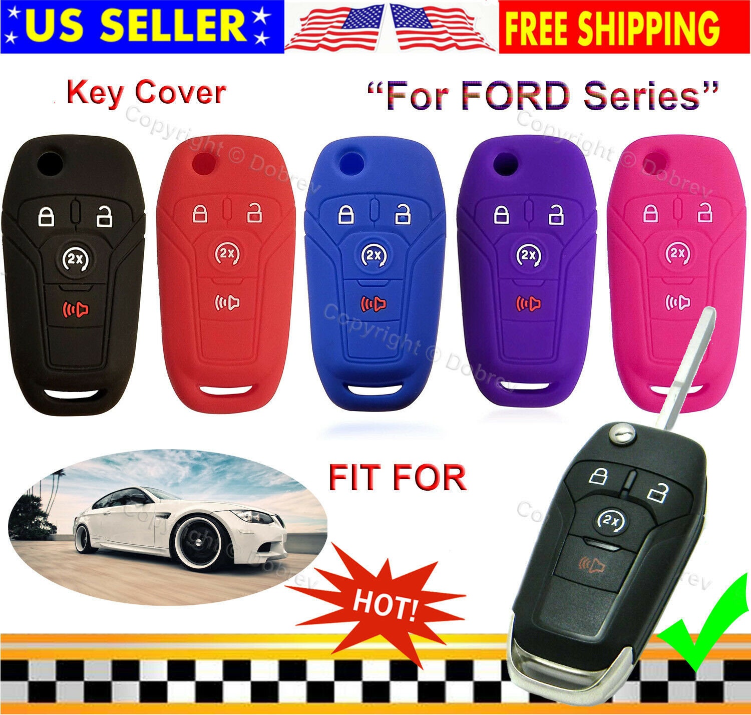 Leather key fob cover case fit for Ford F1 remote key - Car key cover, €  19,95