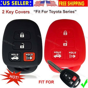 2pcs Silicone Rubber Case Fob Cover Holder for Toyota Corolla Camry 2014 2015  Key Remote Control Protector