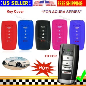 May include: Key covers in red, blue, black, pink, and purple, designed for Acura series keys. The covers have buttons for engine, lock, unlock, and hold functions. A car is shown in the image, along with the text "HOT!"